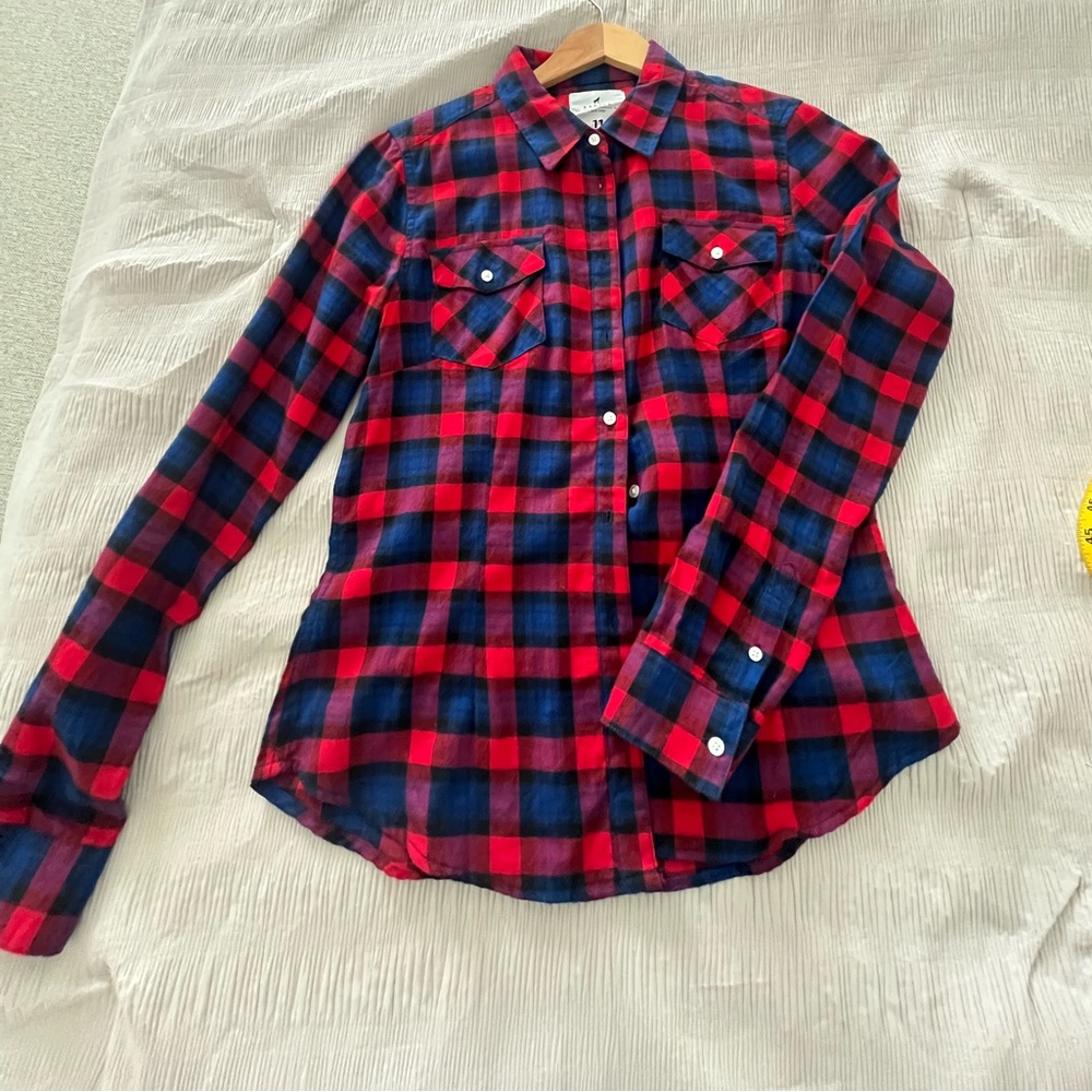 Plaid Button Down Shirt - Red and - Blue Size Small